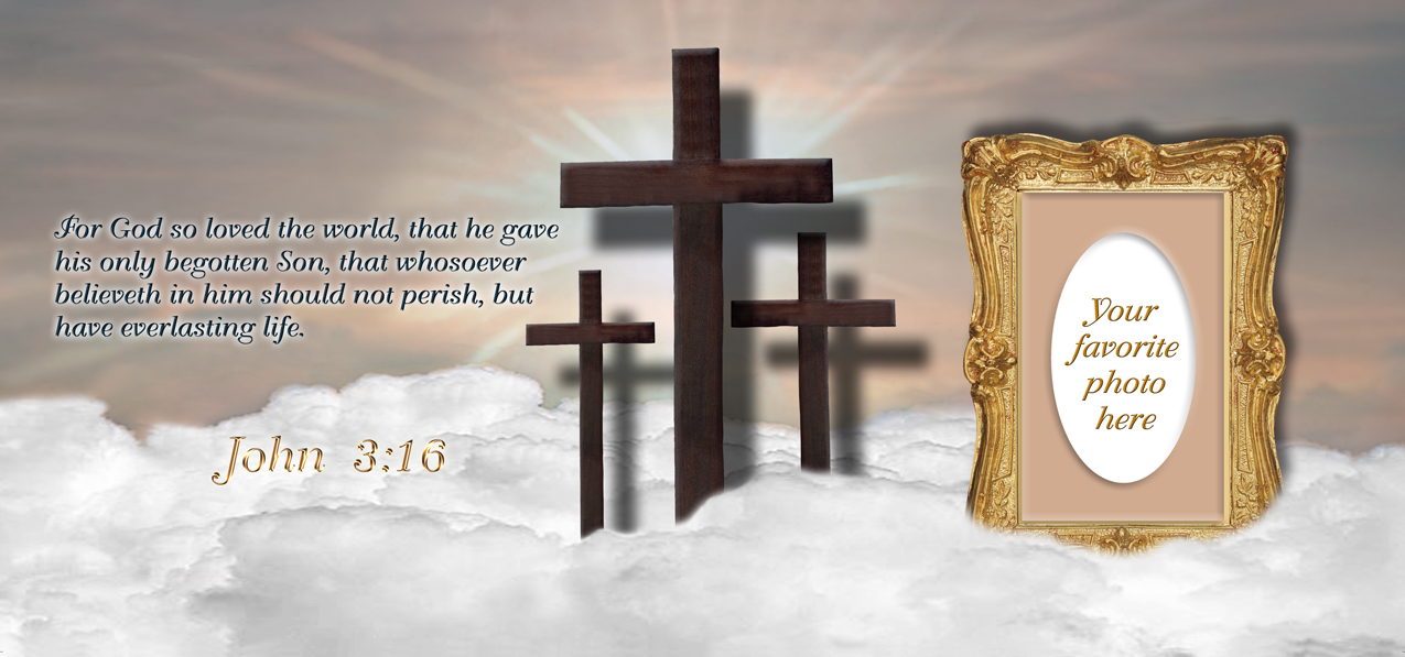 John 3-16 Clouds 3 Crosses Bronze